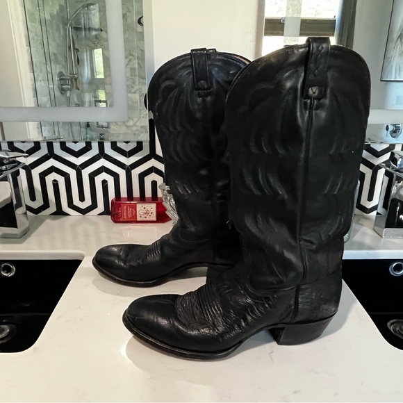 Men’s J. Chisholm Black Western Cowboy Boots Size 10.5B - Picture 3 of 8